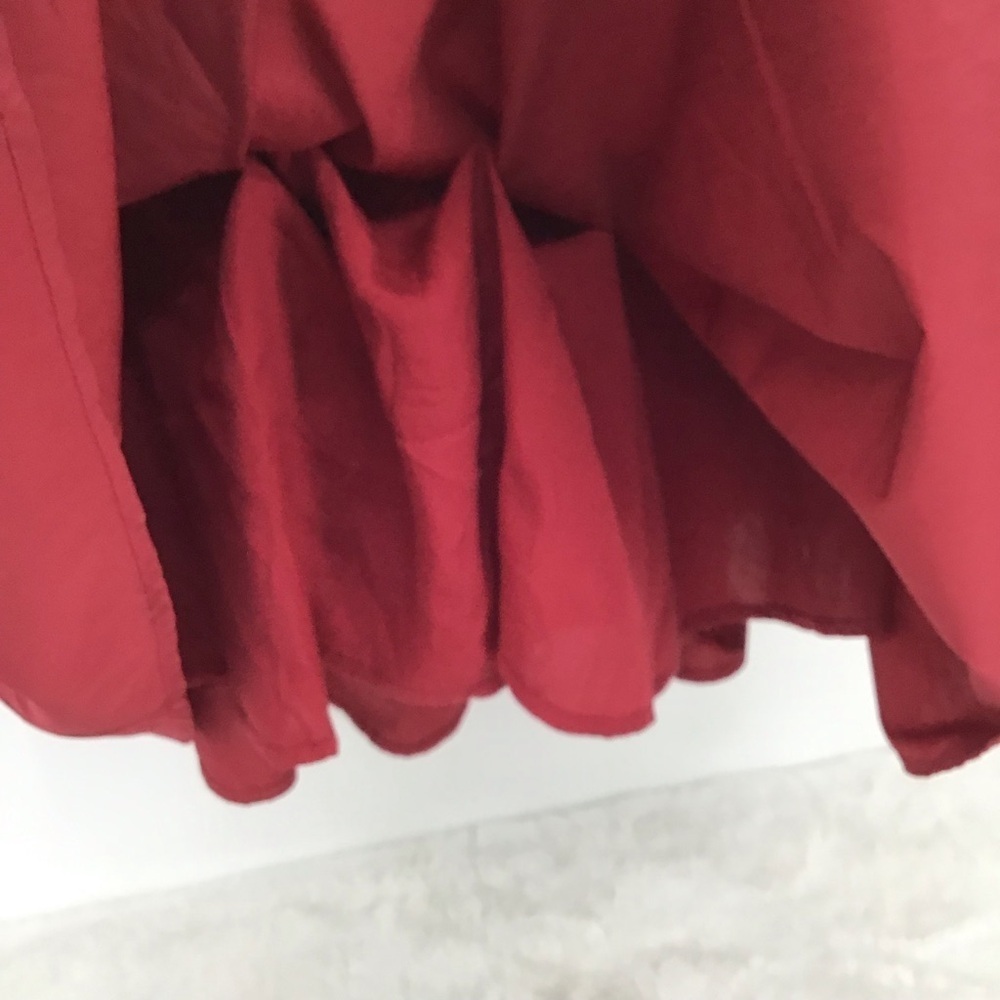 ENTRO NWT Poplin Ruffle Sleeve Baby Doll Mini Dress Maroon Career Size L - Picture 9 of 11
